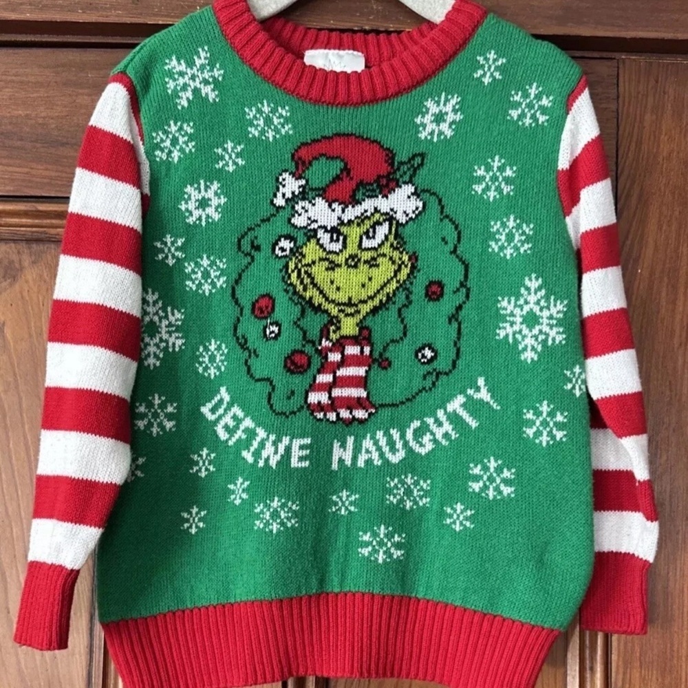Playful Green and Red Kids Sweater